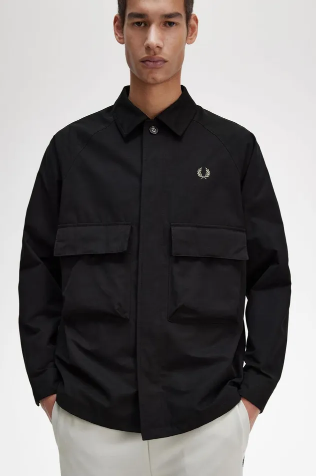 Men Utility Overshirt Black Fred Perry Overshirts