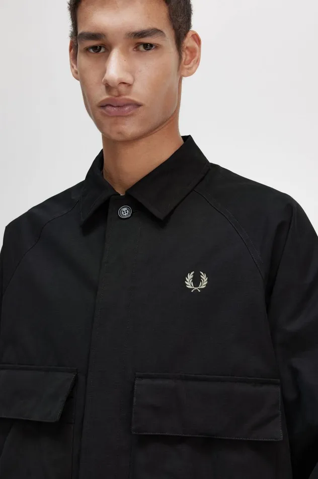 Men Utility Overshirt Black Fred Perry Overshirts