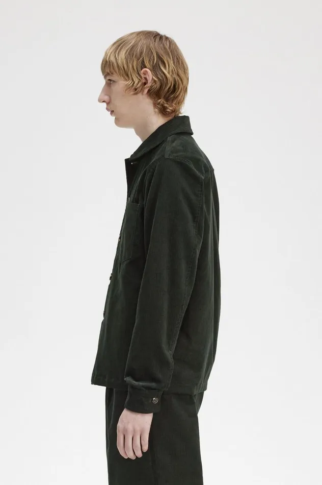 Men Waffle Cord Overshirt Night Green Fred Perry Overshirts