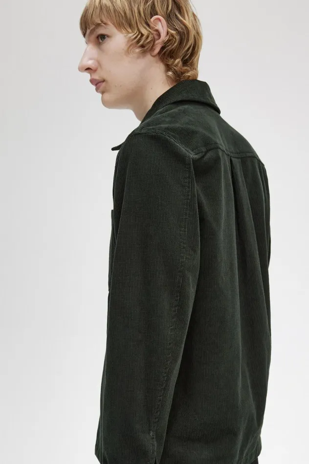 Men Waffle Cord Overshirt Night Green Fred Perry Overshirts