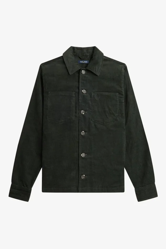 Men Waffle Cord Overshirt Night Green Fred Perry Overshirts