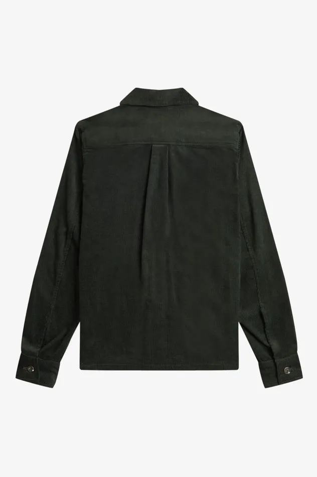 Men Waffle Cord Overshirt Night Green Fred Perry Overshirts