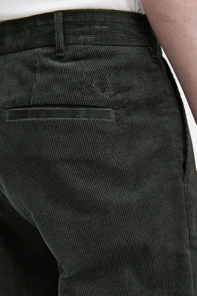 Men Waffle Cord Tapered Trousers Night Green Fred Perry Trousers