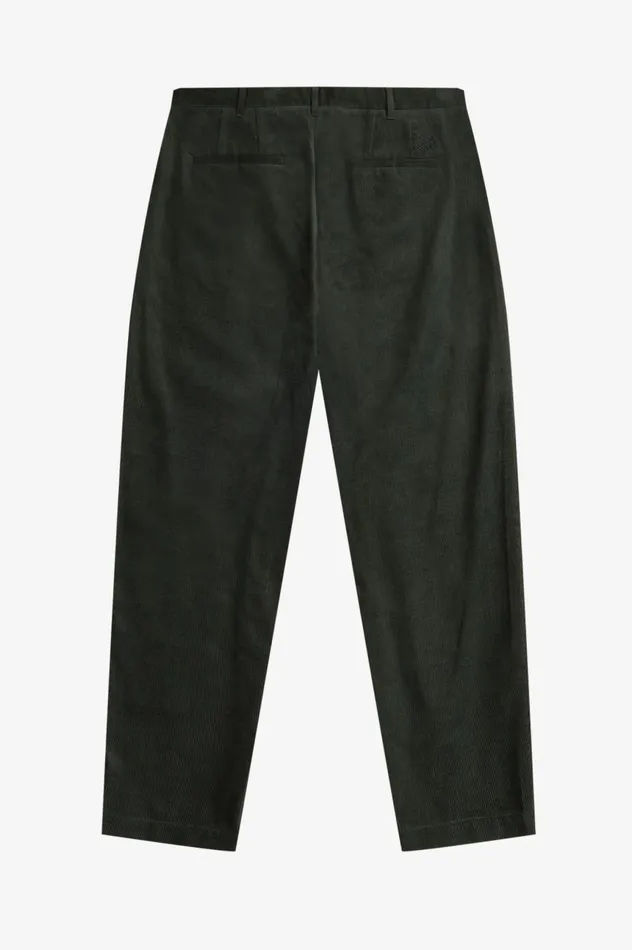 Men Waffle Cord Tapered Trousers Night Green Fred Perry Trousers