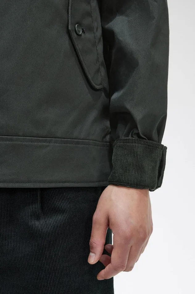 Men Waxed Cotton Jacket Night Green Fred Perry Coats and Jackets