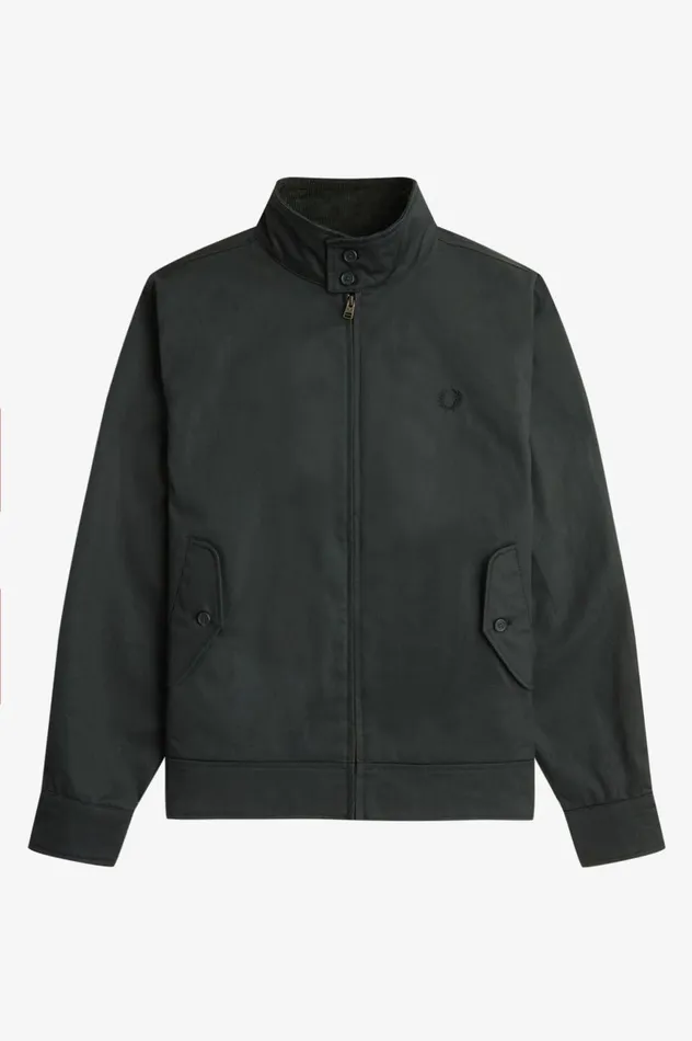 Men Waxed Cotton Jacket Night Green Fred Perry Coats and Jackets