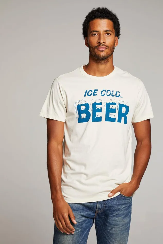 Mens Chaser Brand Tops Ice Cold Beer Mens Tee