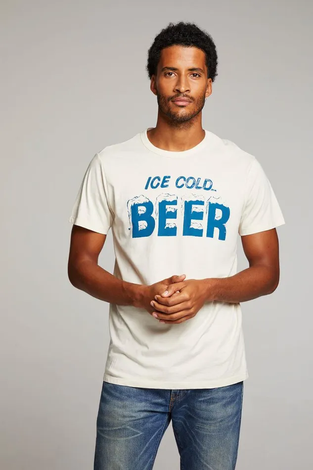 Mens Chaser Brand Tops Ice Cold Beer Mens Tee