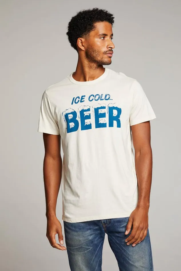Mens Chaser Brand Tops Ice Cold Beer Mens Tee