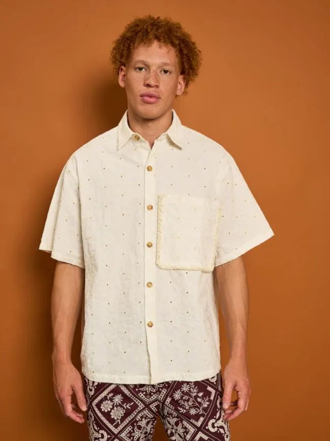 Menswear Cole Fray Boxy Shirt Pearled Cream Sister Jane