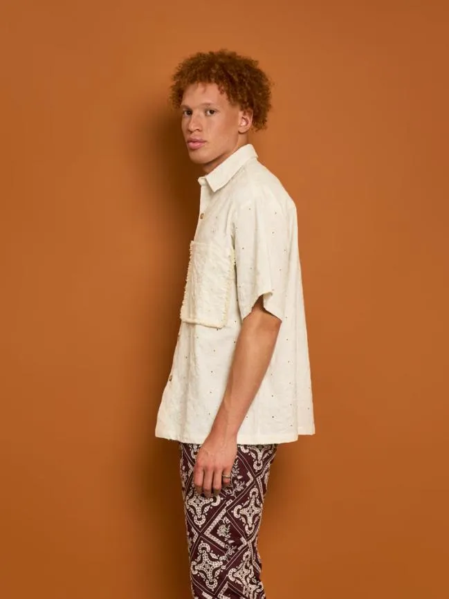 Menswear Cole Fray Boxy Shirt Pearled Cream Sister Jane Menswear Cole Fray Boxy Shirt Pearled Cream Sister Jane