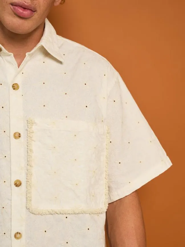 Menswear Cole Fray Boxy Shirt Pearled Cream Sister Jane Menswear Cole Fray Boxy Shirt Pearled Cream Sister Jane