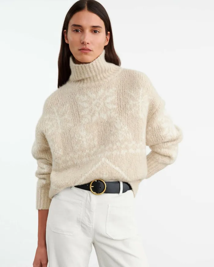 MEREDITH TURTLENECK SWEATER Beigeivory Women Nili Lotan Knits and Sweaters