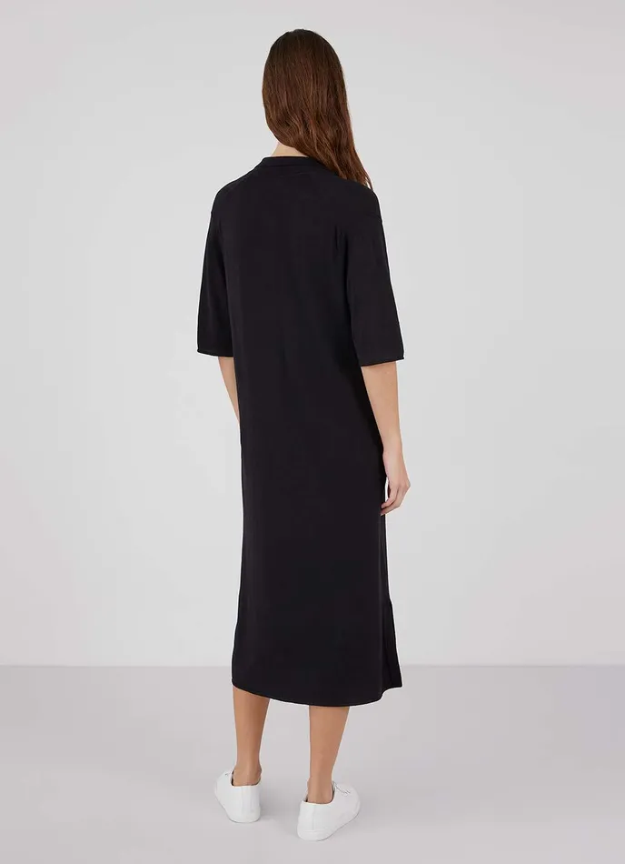 Merino Silk Polo Dress Black Women SUNSPEL Dresses and Skirts