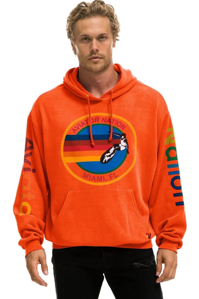 Miami Relaxed Pullover Hoodie 8211 Orange WomenMen Aviator Nation Hoodies