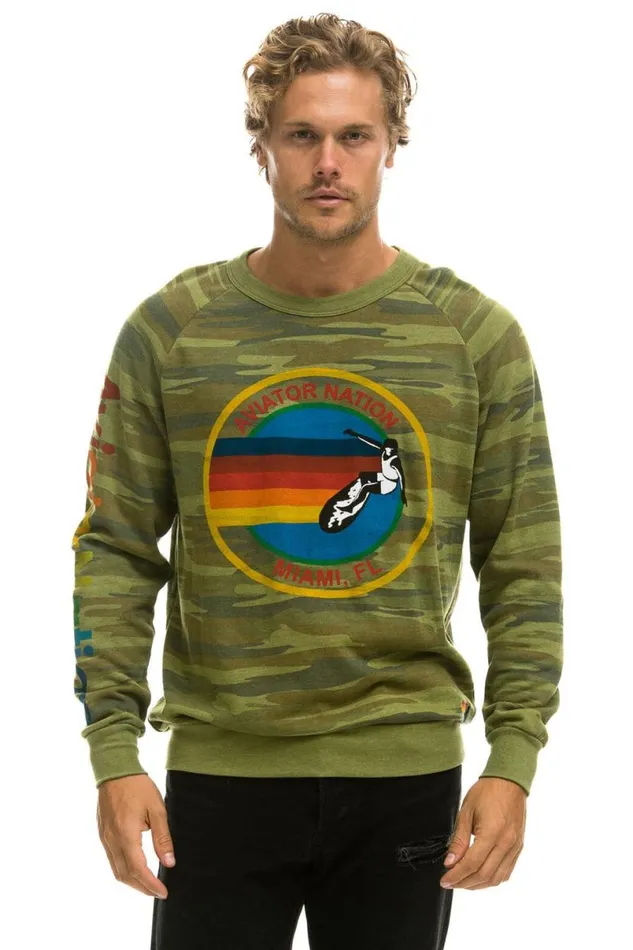 Miami Sweatshirt 8211 Camo WomenMen Aviator Nation Sweatshirts