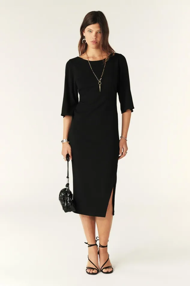 Midi Dress Ledzep Black Women Baandsh Dresses