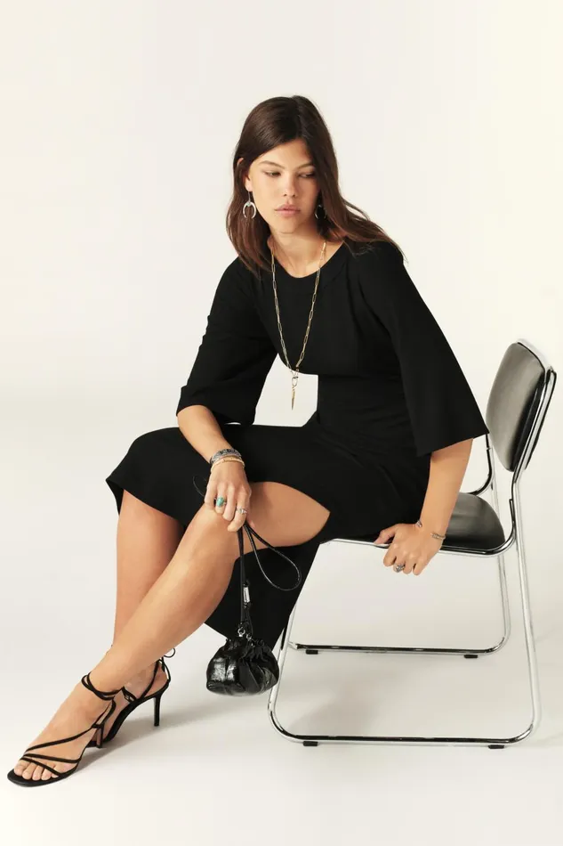 Midi Dress Ledzep Black Women Baandsh Dresses