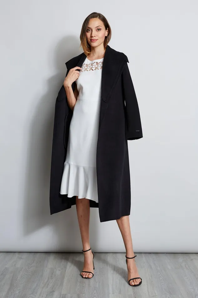 Midi Dresses Women Elie Tahari Embroidered Fit and Flare Dress FOAM