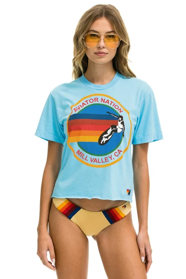 Mill Valley Boyfriend Tee 8211 Sky Women Aviator Nation Tees