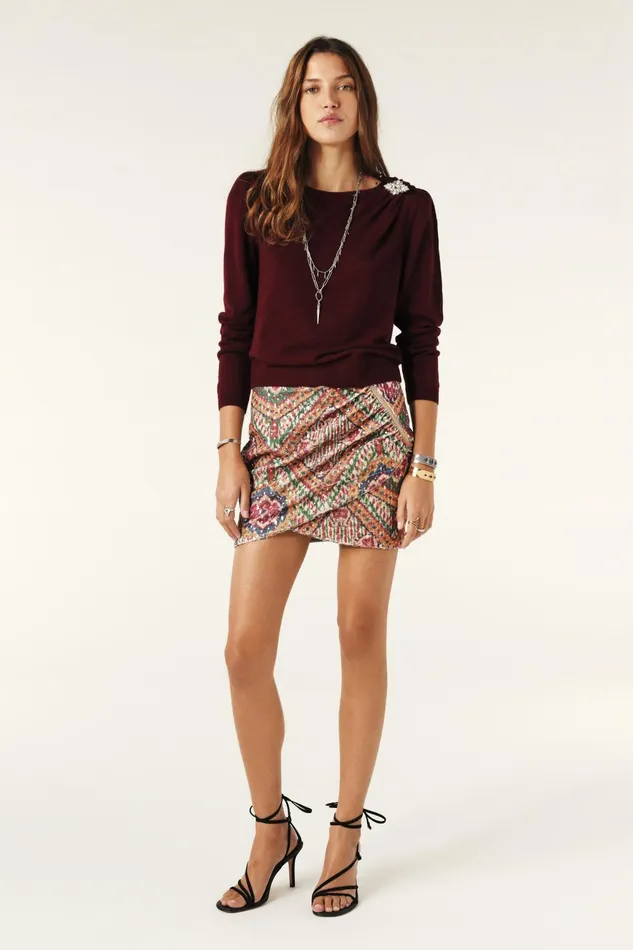 Mini Sequined Skirt Toya Yellow Women Baandsh Skirts and Shorts