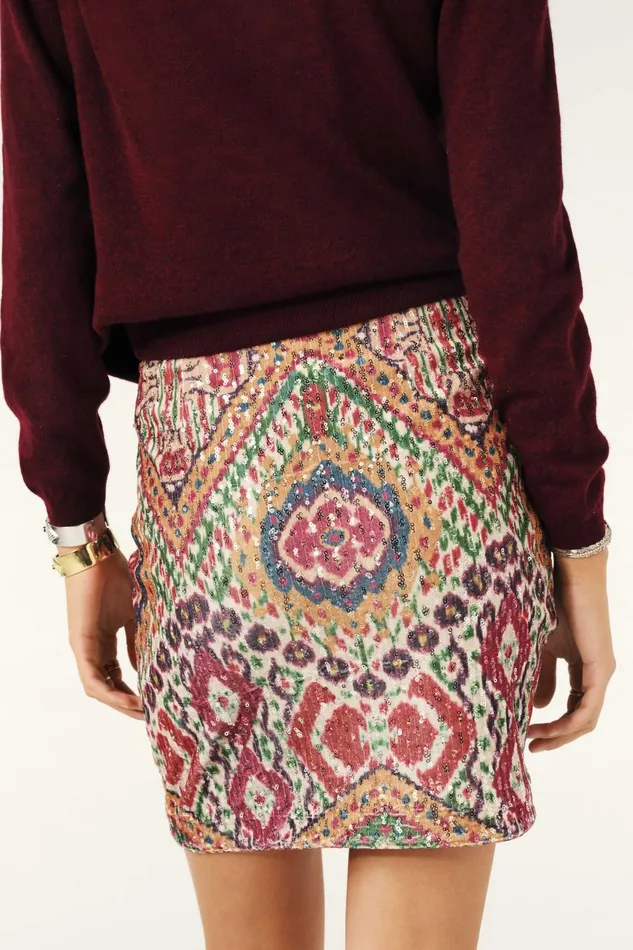 Mini Sequined Skirt Toya Yellow Women Baandsh Skirts and Shorts