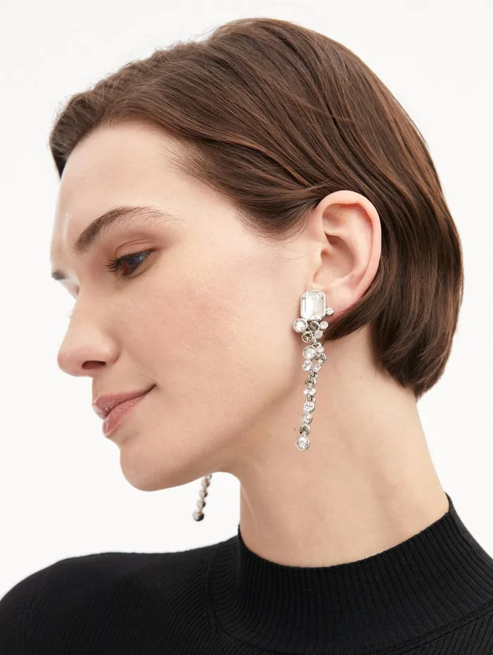 Mixed Crystal ClipOn Earrings Crystal Women Oscar De La Renta Earrings Mixed Crystal ClipOn Earrings Crystal Women Oscar De La Renta Earrings