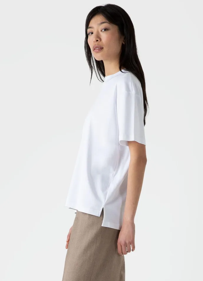 Mock Neck Heavyweight Tshirt White Women SUNSPEL Tshirts and Tops