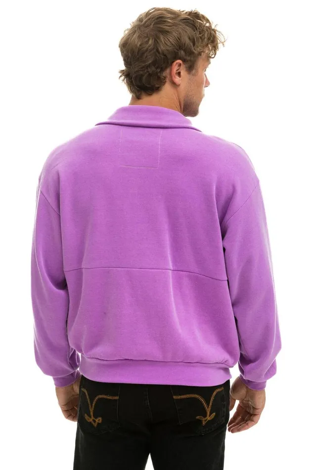Mountain Embroidery Half Zip Sweatshirt 8211 Neon Purple WomenMen Aviator Nation Sweatshirts