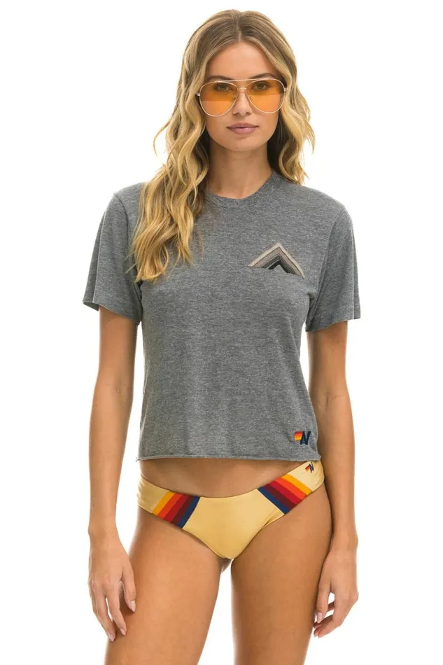 Mountain Stitch Boyfriend Tee 8211 Heather Grey Grey Women Aviator Nation Tees