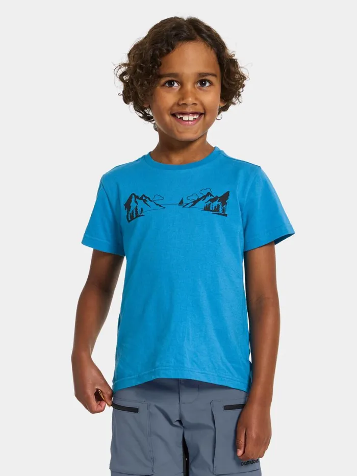 Mynta Kids039 Logo Tshirt Explore 2 Blue Lagoon Kids Didriksons Sweaters and Tshirts