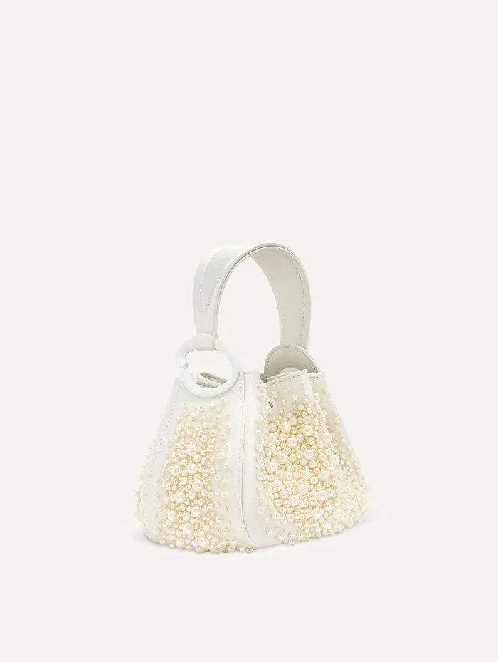 Nano Pearl Embroidered O Handle Bag Pearl Women Oscar De La Renta Handbags