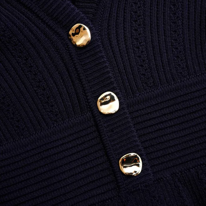 Navy Pointelle Knit Mini Dress Women Self Portrait Dresses Navy Pointelle Knit Mini Dress Women Self Portrait Dresses