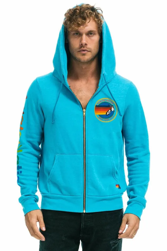 New York City Hoodie 8211 Neon Blue WomenMen Aviator Nation Hoodies