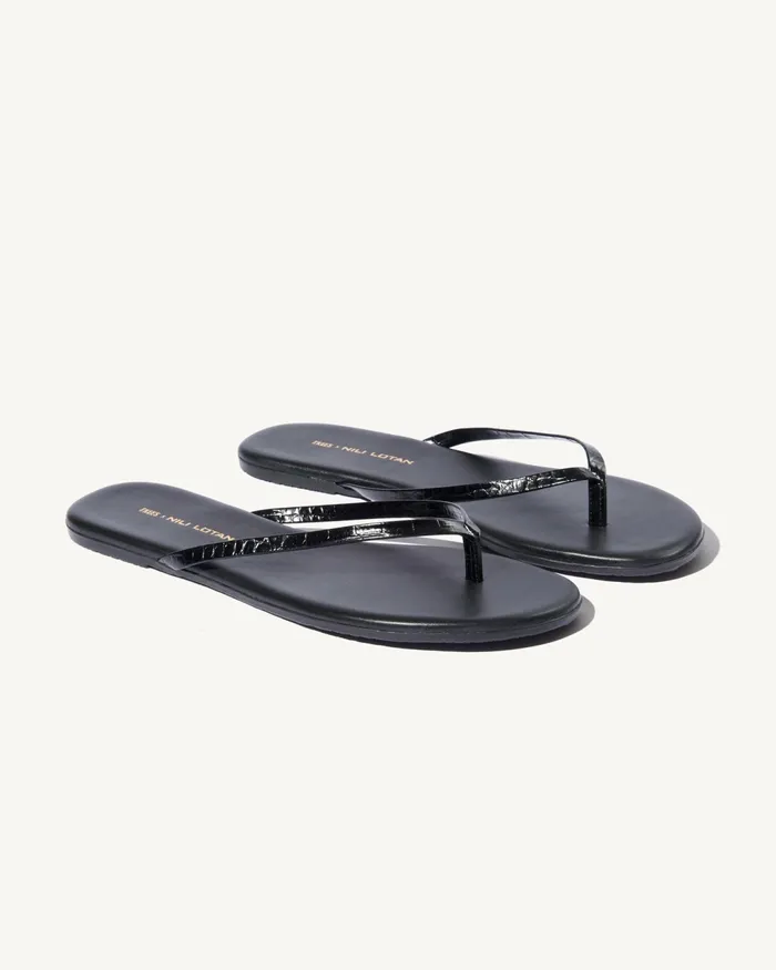 NL X TKEES LEATHER FLIP FLOP Black Women Nili Lotan Belts and Accessories