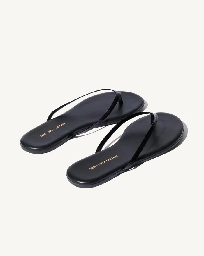 NL X TKEES LEATHER FLIP FLOP Black Women Nili Lotan Belts and Accessories