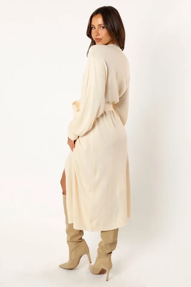 Nova Wrap Knit Midi Dress Taupe Fall Dresses Petal and Pup Women