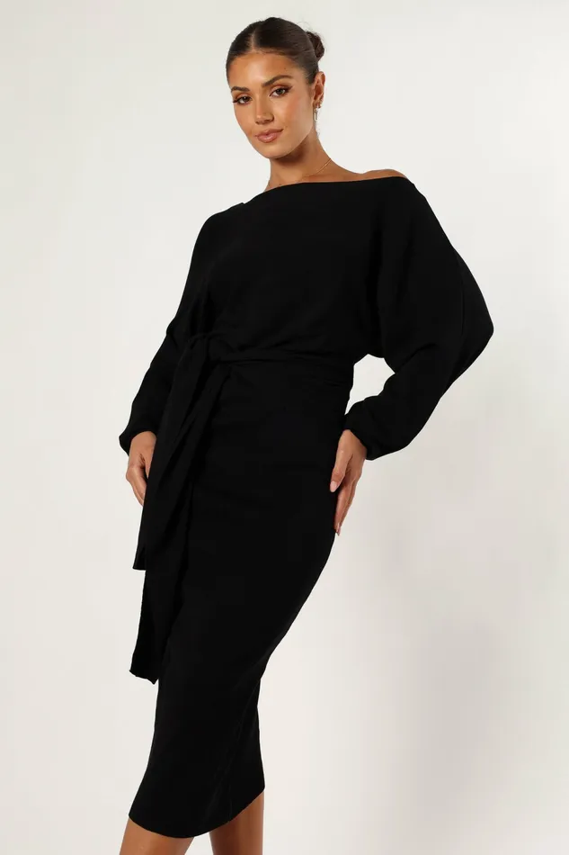 Off The Shoulder Dresses Women Prancer Off Shoulder Midi Dress Black Petal and Pup Off The Shoulder Dresses Women Prancer Off Shoulder Midi Dress Black Petal and Pup
