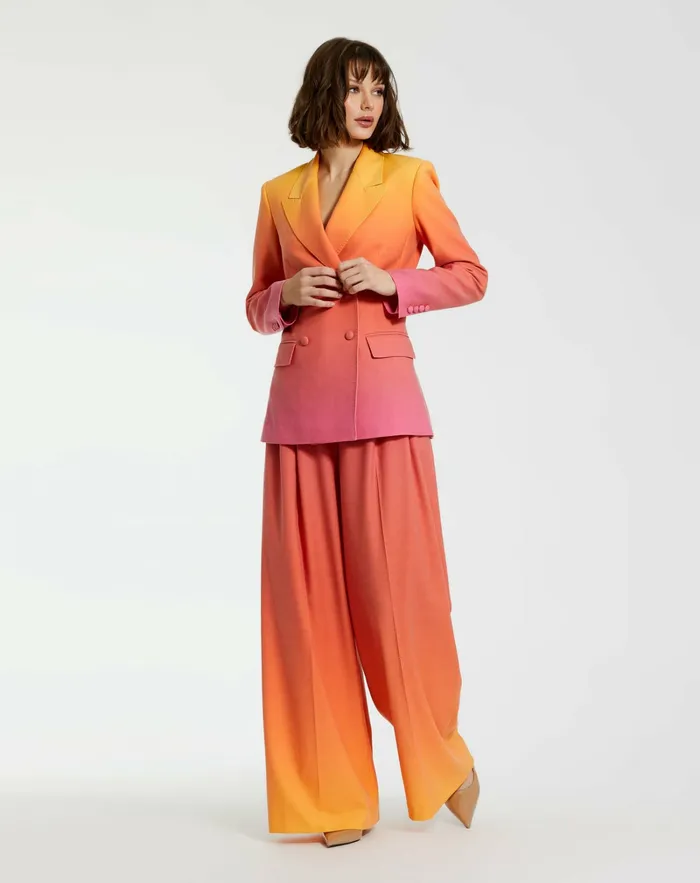 Ombre Crepe Wide Leg Trouser Pant 8211 FINAL SALE Sunset Ombre Pants Mac Duggal Women