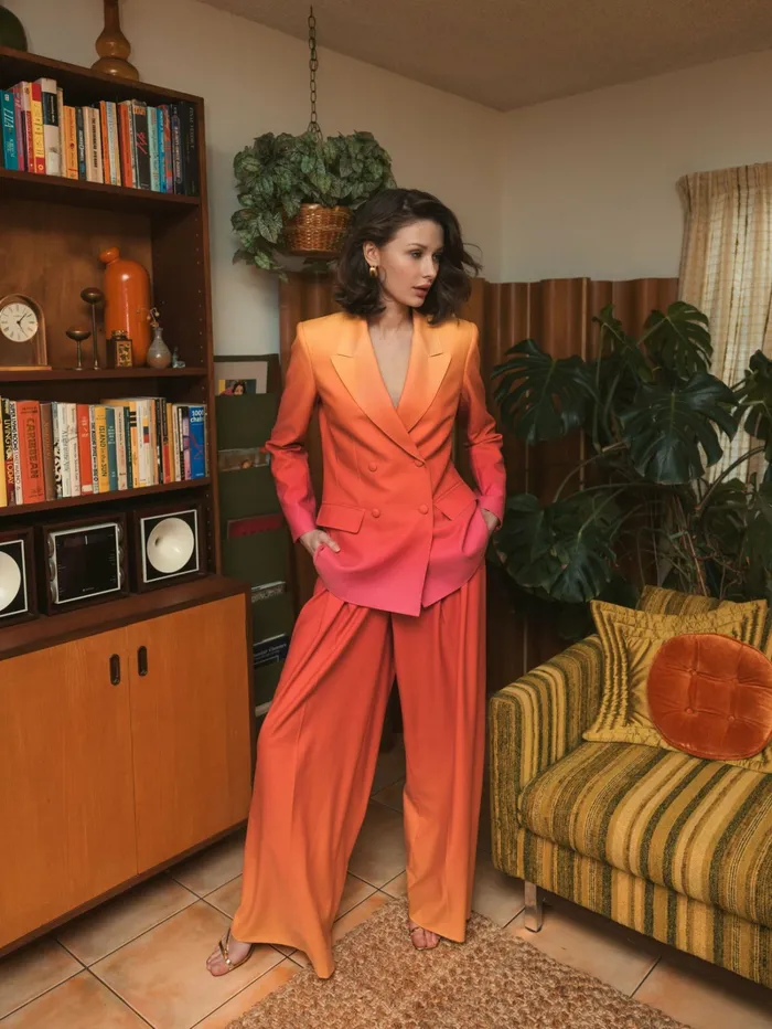 Ombre Crepe Wide Leg Trouser Pant 8211 FINAL SALE Sunset Ombre Pants Mac Duggal Women
