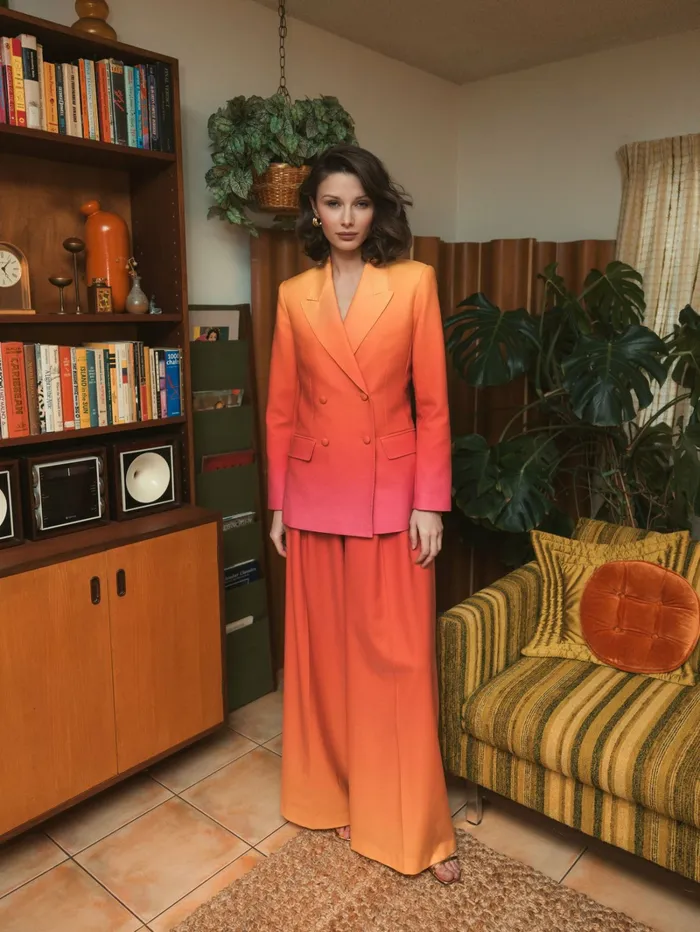Ombre Crepe Wide Leg Trouser Pant 8211 FINAL SALE Sunset Ombre Pants Mac Duggal Women