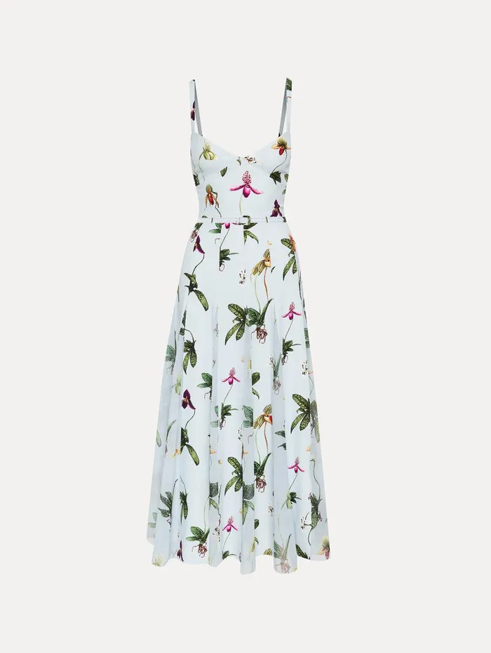Orchid Cady Inset Maxi Dress Light Blue Multi Women Oscar De La Renta Dresses Orchid Cady Inset Maxi Dress Light Blue Multi Women Oscar De La Renta Dresses
