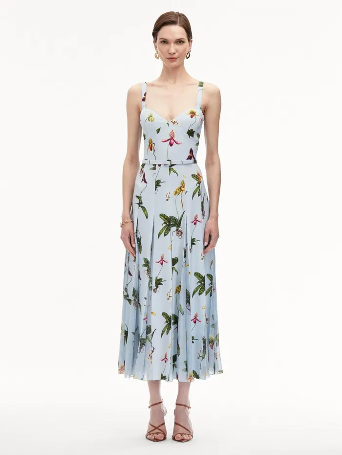 Orchid Cady Inset Maxi Dress Light Blue Multi Women Oscar De La Renta Dresses Orchid Cady Inset Maxi Dress Light Blue Multi Women Oscar De La Renta Dresses
