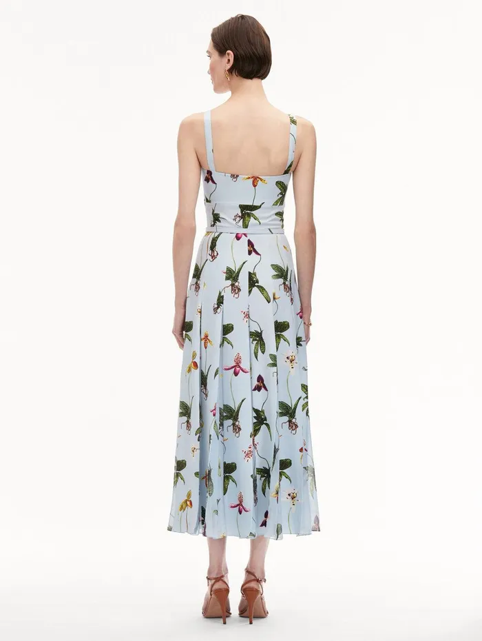 Orchid Cady Inset Maxi Dress Light Blue Multi Women Oscar De La Renta Dresses Orchid Cady Inset Maxi Dress Light Blue Multi Women Oscar De La Renta Dresses
