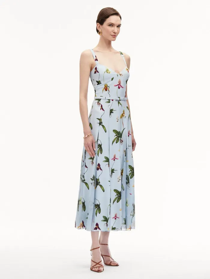 Orchid Cady Inset Maxi Dress Light Blue Multi Women Oscar De La Renta Dresses Orchid Cady Inset Maxi Dress Light Blue Multi Women Oscar De La Renta Dresses