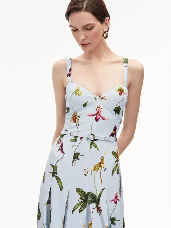 Orchid Cady Inset Maxi Dress Light Blue Multi Women Oscar De La Renta Dresses Orchid Cady Inset Maxi Dress Light Blue Multi Women Oscar De La Renta Dresses