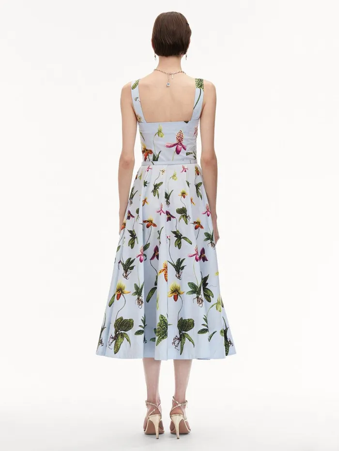 Orchid Cotton Poplin Tank Dress Light Blue Multi Women Oscar De La Renta Dresses Orchid Cotton Poplin Tank Dress Light Blue Multi Women Oscar De La Renta Dresses