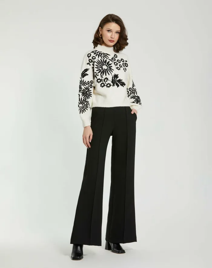 Pants Classic Crepe Wide Leg High Waisted Trouser Pant 8211 FINAL SALE Black Mac Duggal Women