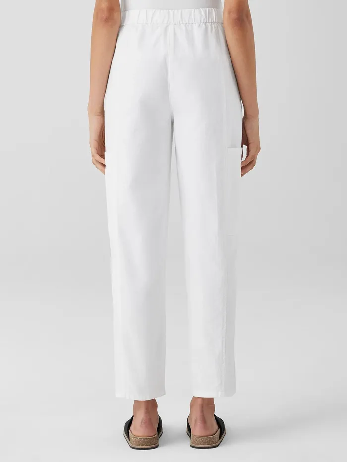 Pants Shorts and Jumpsuits Women Eileen Fisher Cotton Hemp Stretch Lantern Pant White