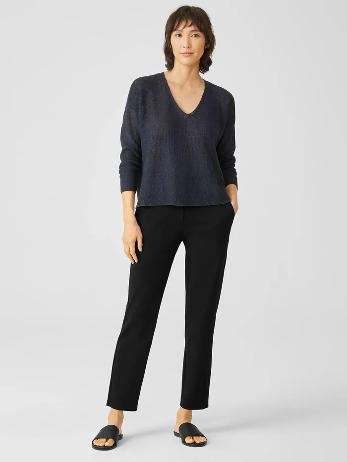 Pants Shorts and Jumpsuits Women Eileen Fisher Cotton Ponte Slim Pant Black
